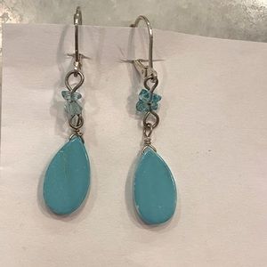 NWOT turquoise colored drop earrings